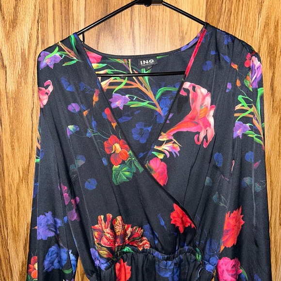 🌹INC Floral Long Sleeve Maxi Dress with Ruffle Tulip Hem, Size XL🌹 - Picture 8 of 9